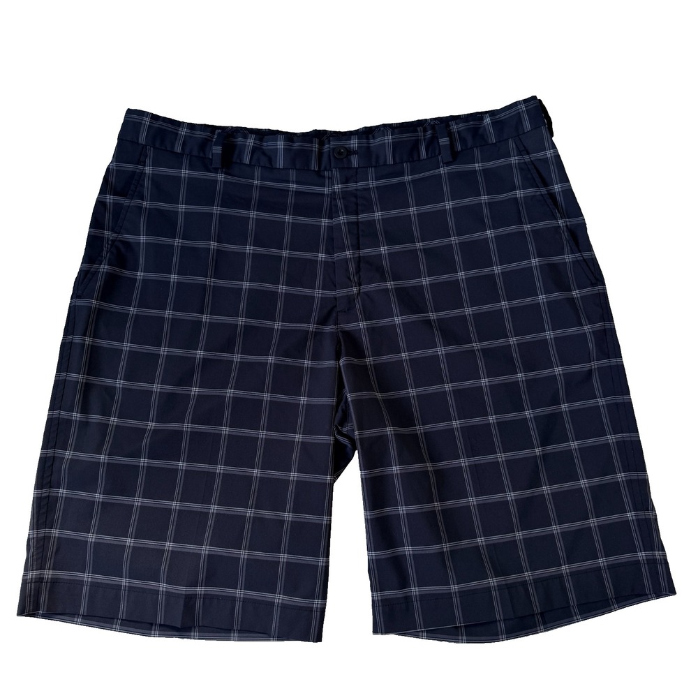 Nike Golf Men's Shorts Size 40 Black Gray Plaid Performance Casual Dry-Fit Flat